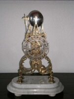 Антикварные Часы скелетон со стеклянным колпаком. Англия. 1850 год. Высота 45 см. Цена 2600 евро