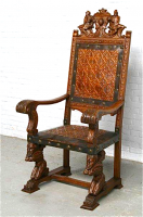 47. Большое резное антикварное кресло. 19 век. 76x65x150 см. Цена 2800 евро