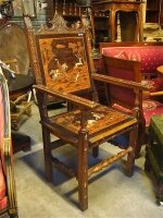 Антикварное Кресло 19 век. Дерево, кость, маркетри. 62x65x129 см. Цена 2800 евро