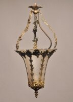 Антикварная люстра. Бронза, матовое стекло. 1800-1825 гг. Цена 1575 евро