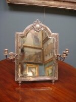 63. Антикварное Зеркало с подсвечниками. Серебряное. Франция. XIX век. 41х62 см. Цена 6000 евро