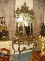 Антикварная Консоль с зеркалом. 19 век. 295x150x50 см. Цена 9000 евро